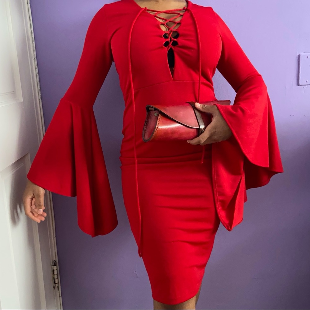 Red frilly dress